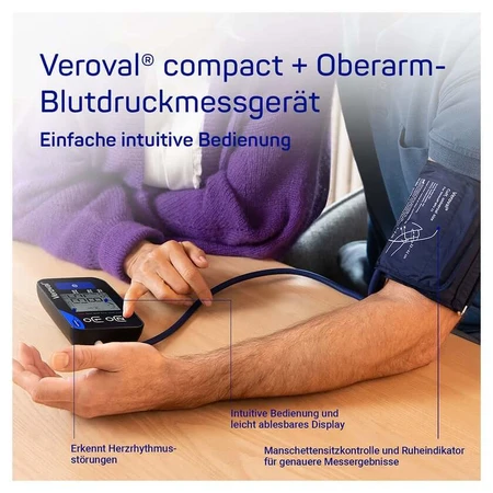 Veroval compact + Oberarm Blutdruckmessgerät schwarz 1 St