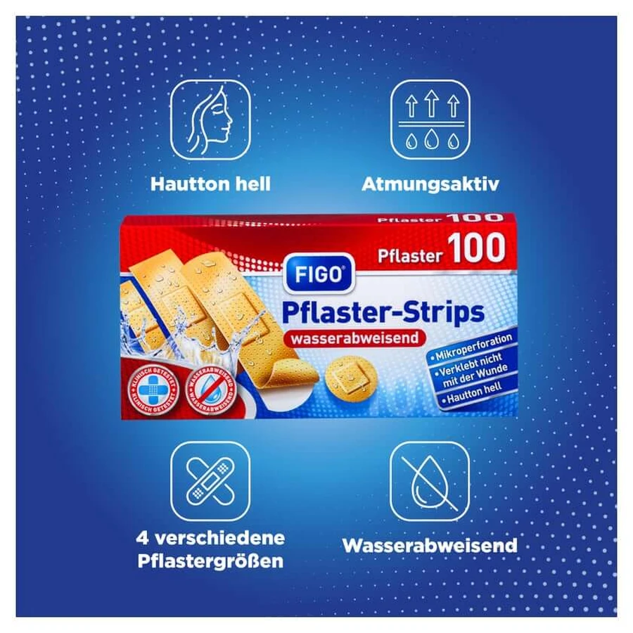 Figo Plaster Strips Standard Water-repellent 100 pcs.