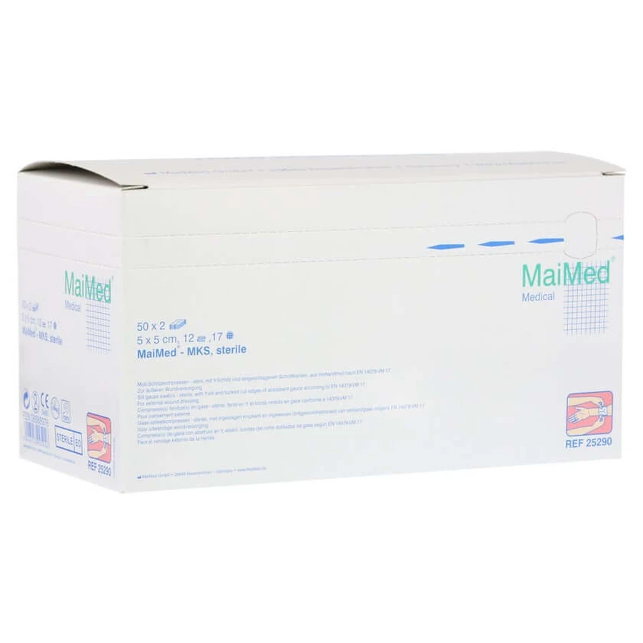 Slit compresses 5x5 cm sterile 12 fold 50X2 pcs.
