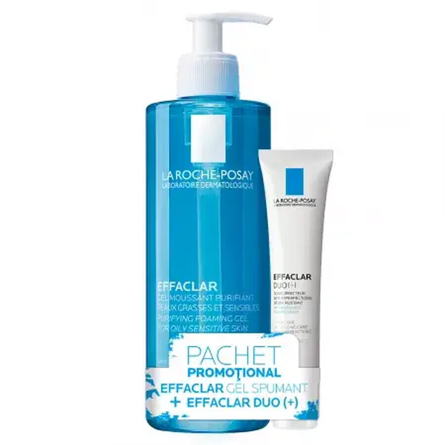 Pack Efaclar Gel Espumoso 400 ml y Efaclar Duo+ Crema Facial Antiimperfecciones, 40 ml, La roche Posay