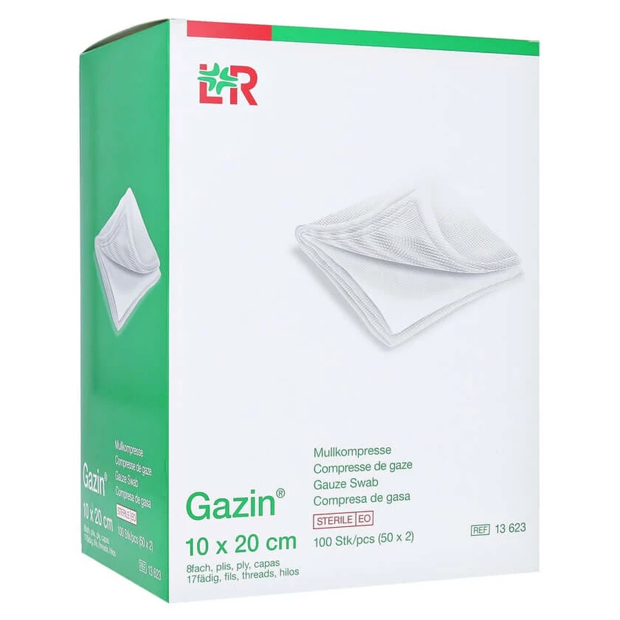 Gazin compresses de gaze 10 x 20 cm stériles 50X2 pcs.