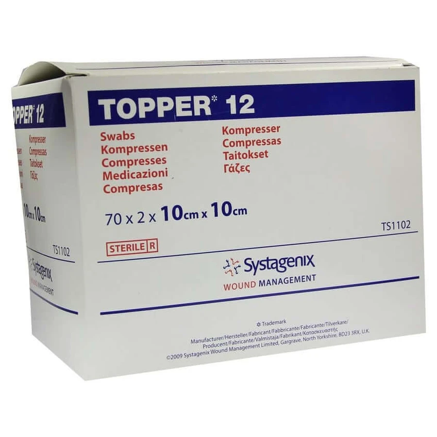 Topper 12 Compresses 10x10 cm, Sterile, 70x2 pcs