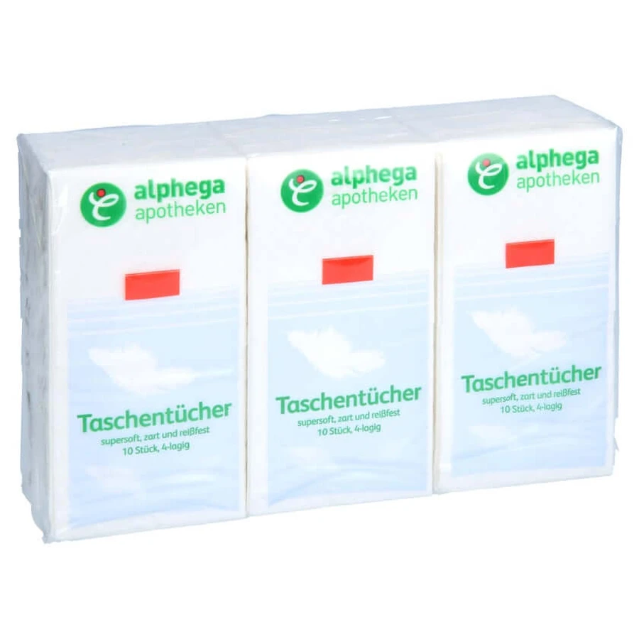 Alphega papieren zakdoekjes, 6 x 10 stuks