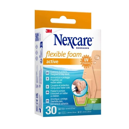 Nexcare Flexible Foam Active Strips, 3 Grössen gemischt 30 St