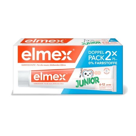 elmex Junior Toothpaste for Ages 6–12, 2 x 75 ml