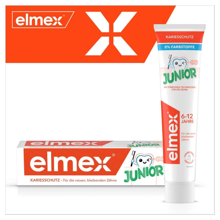 elmex Junior Toothpaste for Ages 6–12, 2 x 75 ml