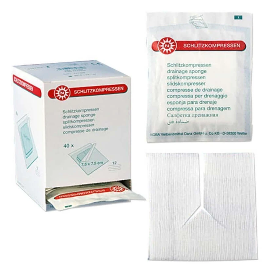Slit Gauze Pads, 10x10 cm, Sterile, 1 Pack of 40 x 2