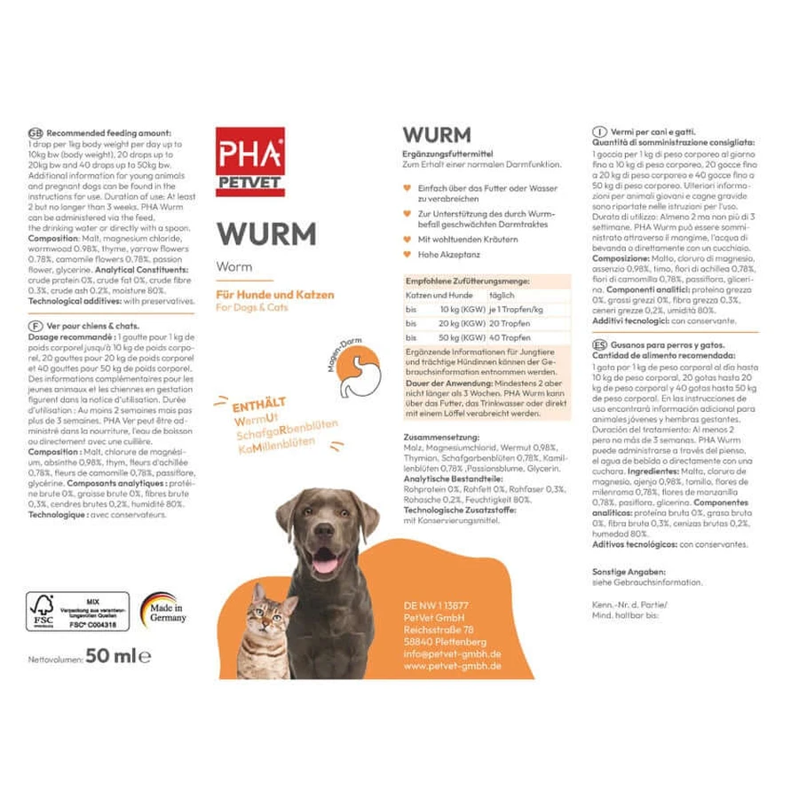 PHA WURM für Hunde und Katzen 50 ml