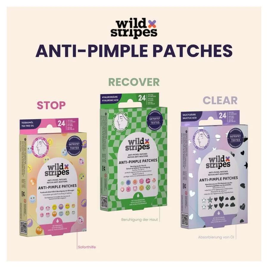 Wild Stripes Anti-Acne Patches Smile Stop, 24 Count