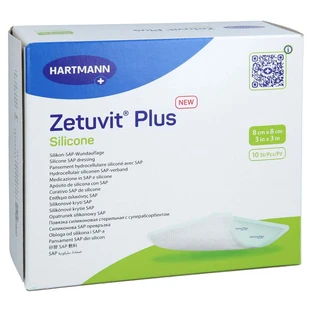 Zetuvit Plus Steriele siliconen, 8 x 8 cm, 10 stuks
