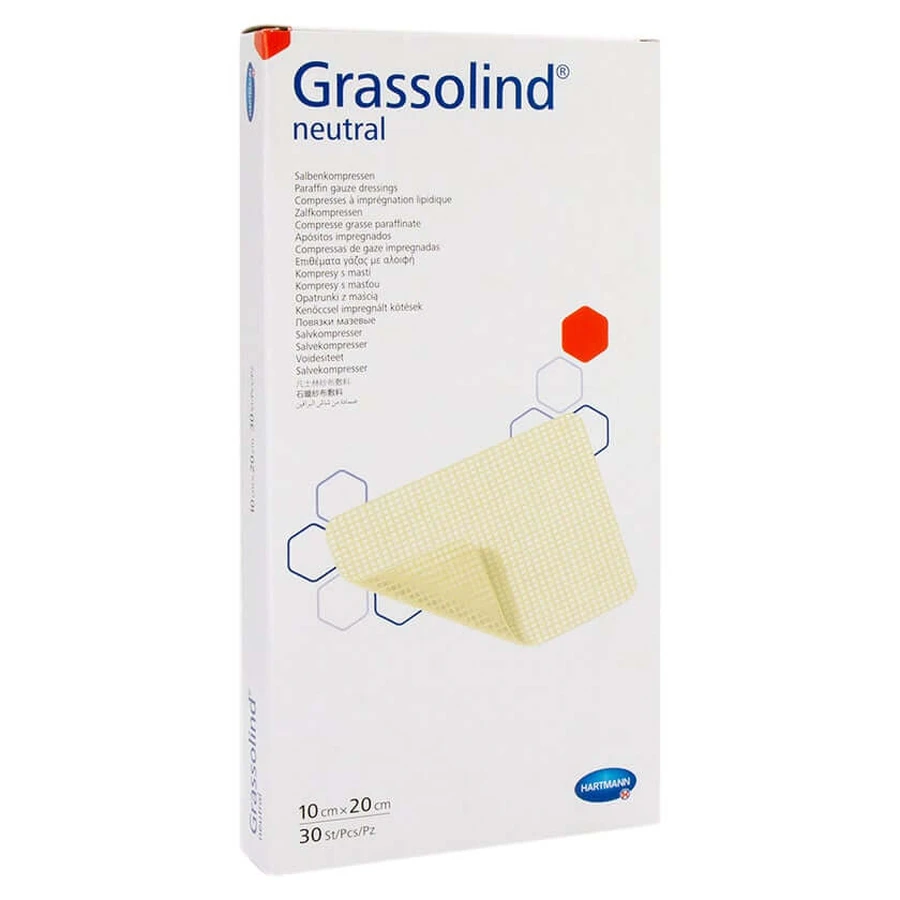Grassolind Ointment Compresses, 10 x 20 cm, pack of 30