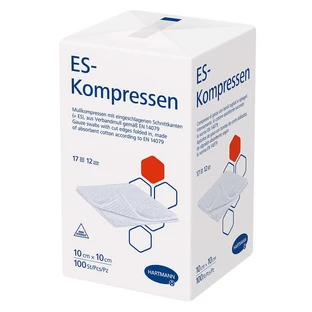 ES-COMPRESSES Gauze Compresses, Non-Sterile, 10x10 cm, 12-ply, 100 Count