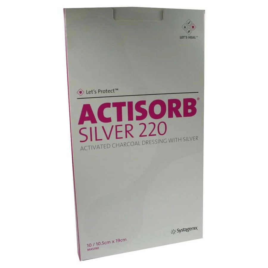 Actisorb 220 Silver 10.5 x 19 cm, sterile, pack of 10