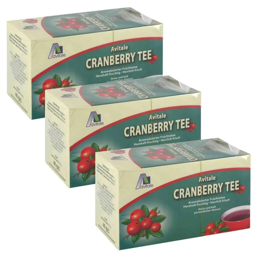 Avitale Cranberry-theezakjes, 3 verpakkingen van 20 stuks