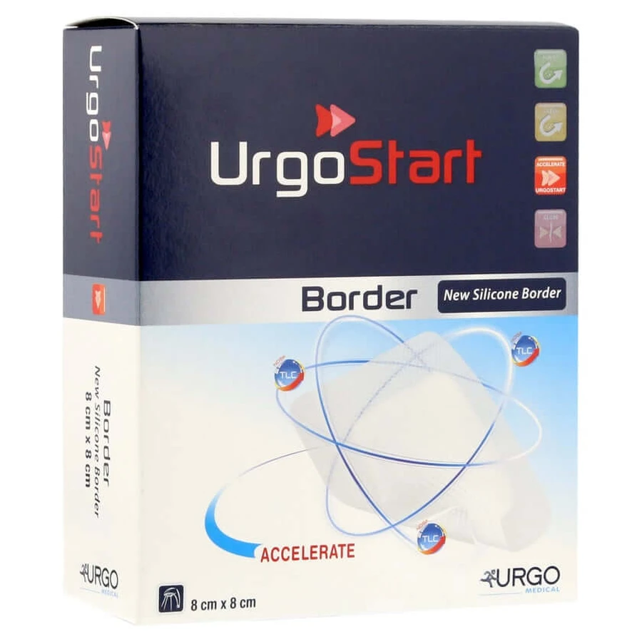 Apósito de espuma Urgostart Border, 8 x 8 cm, 10 unidades