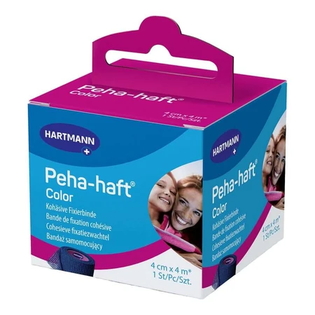 PEHA-HAFT Color Adhesive Bandage, Latex-Free, 4 cm x 4 m, Blue, 1 piece