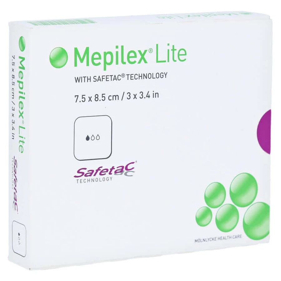 Mepilex Lite-schuimverband 7,5 x 8,5 cm, verpakking van 5 stuks