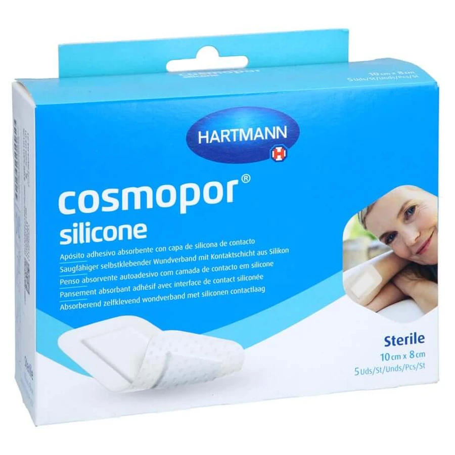 Pansament cu silicon Cosmopor 8x10 cm, 5 bucăți