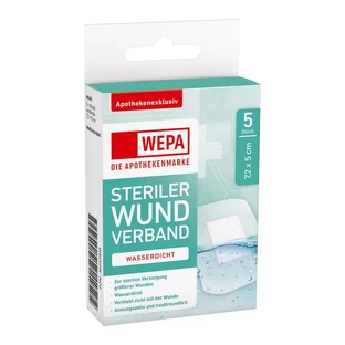 WEPA Waterproof Wound Dressing, 7.2 x 5 cm, Sterile, 5 Count