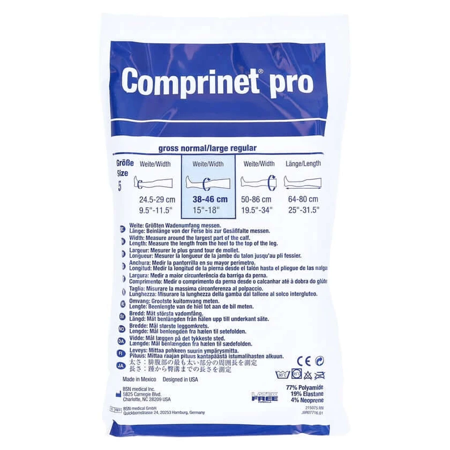 Bas de contention Comprinet Pro pour la prévention de la thrombose, mi-bas, blancs, taille 5 (2 paires)