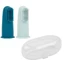 Juego de 2 dedales de silicona y caja protectora, 6meses+, azul y azul, Nattou