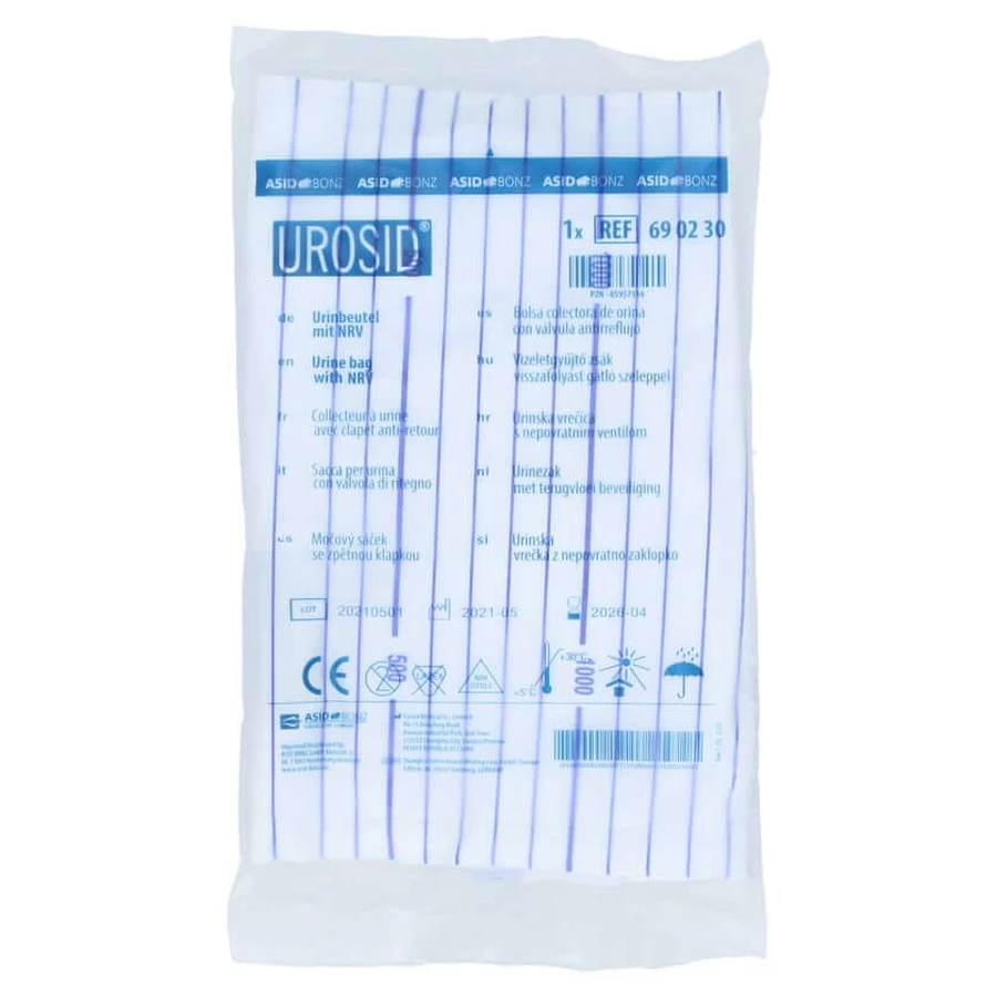 Bolsa de orina no estéril, 2 l, con tubo de 90 cm, 1 unidad