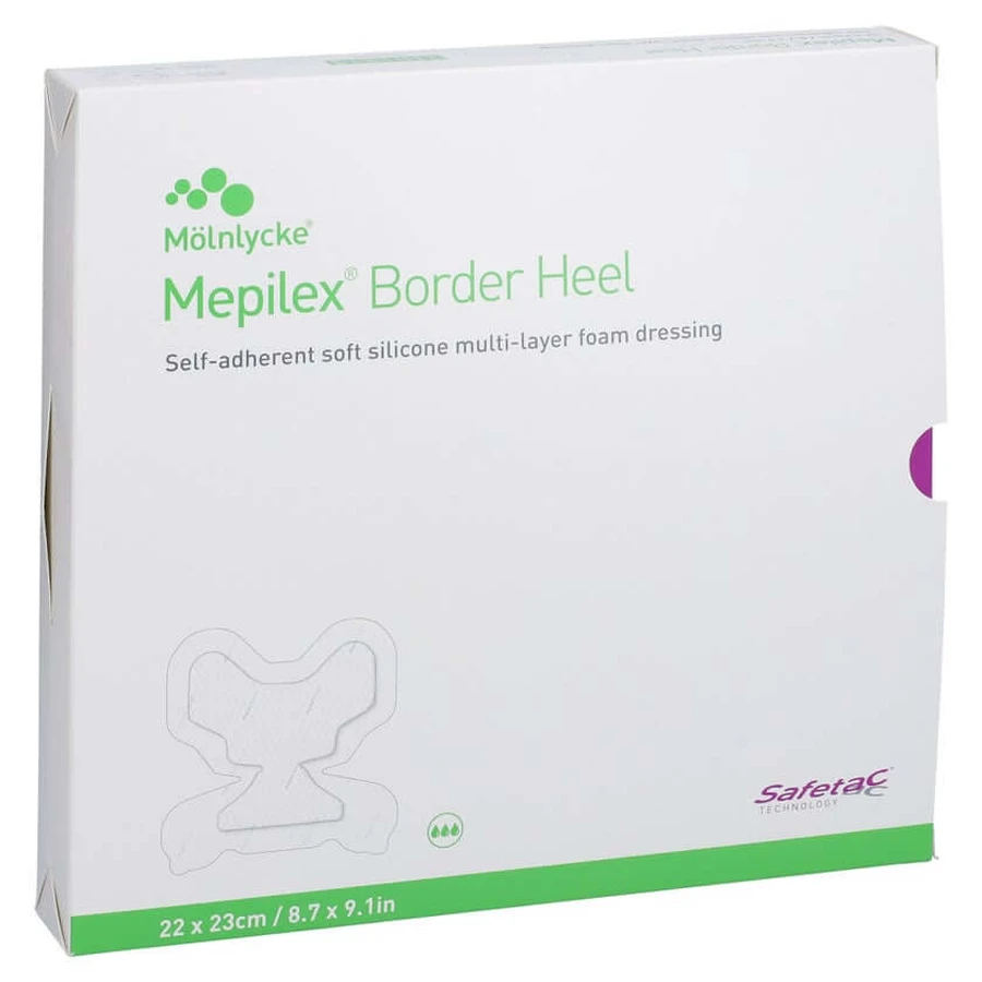 Mepilex Border Heel Adhesive Heel Dressing, 22 x 23 cm, Sterile, 10 pcs