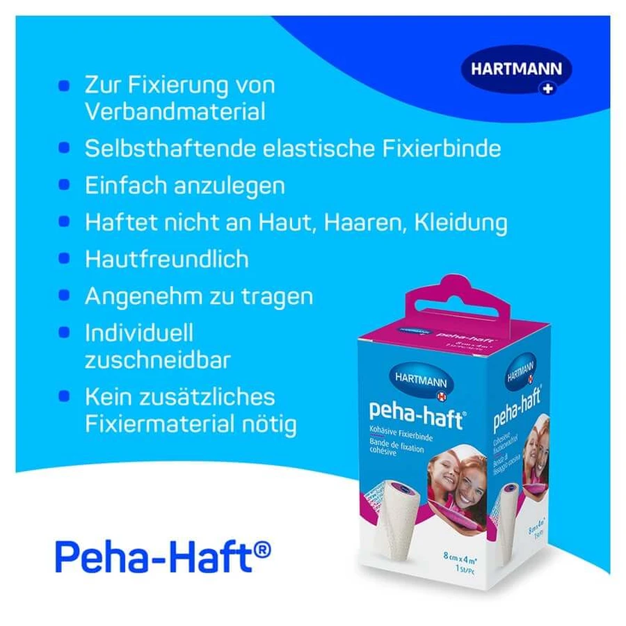 Peha Adhesive Fixation Bandage, Latex-Free, 8 cm x 4 m, 1 piece