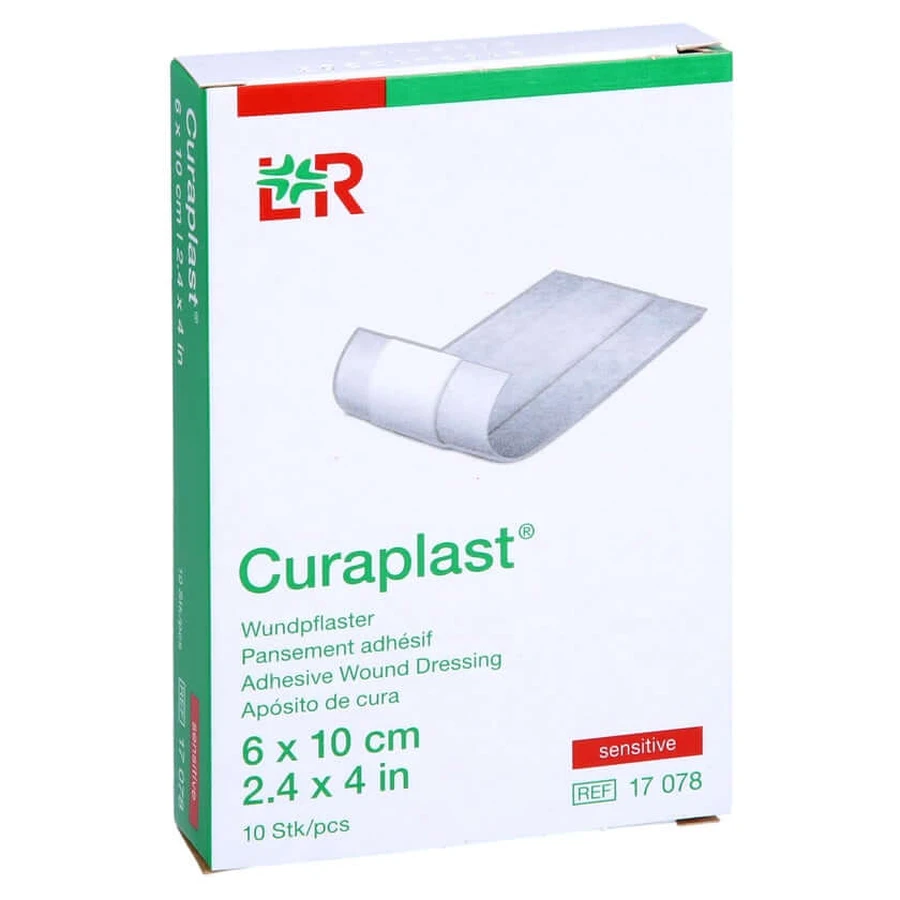 Curaplast Sensitive Band-Aids, 6 x 10 cm, 10 count