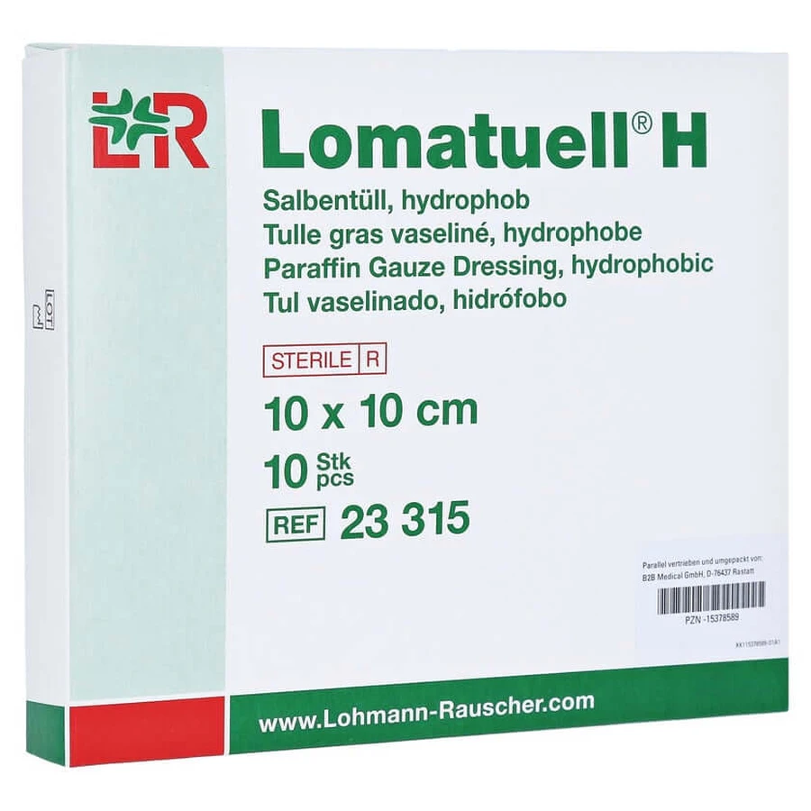 Lomatuell H Salbentüll 10 x 10 cm Steril 10 St