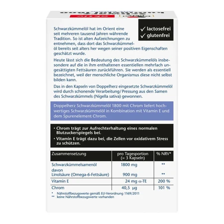 Aceite de comino negro Doppelherz, 1800 cápsulas, paquete de 50