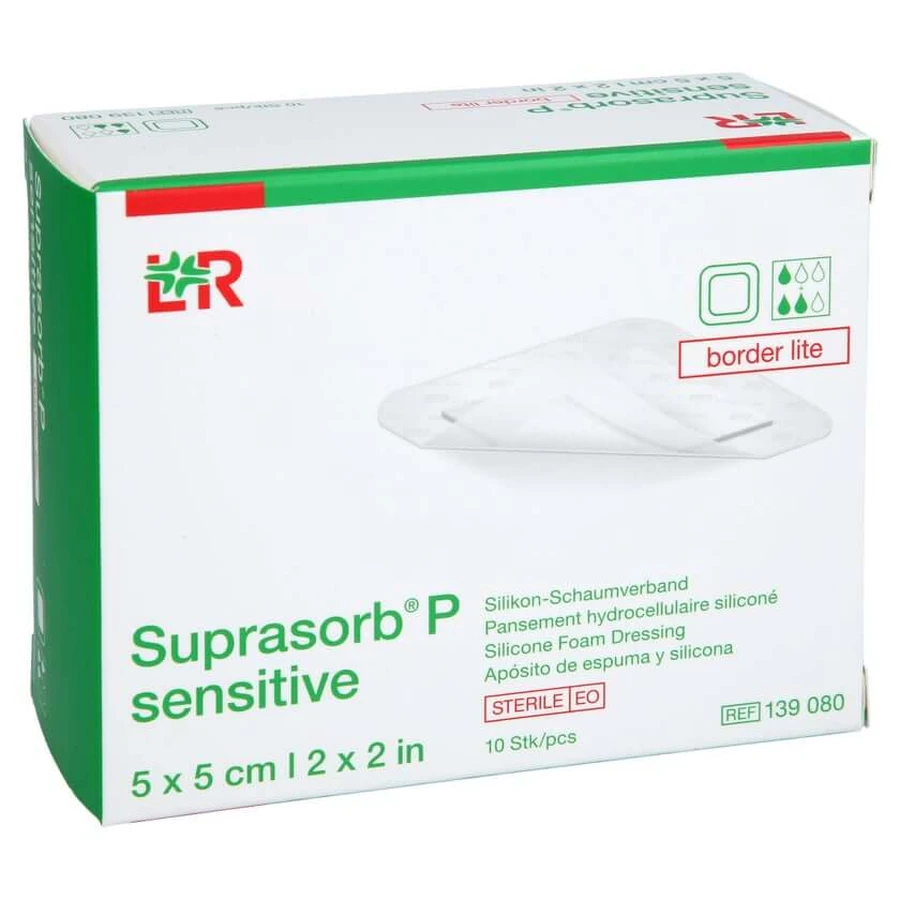 Suprasorb P Sensitive PU-schuimkussentjes, 5 x 5 cm, 10 stuks