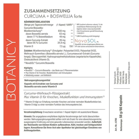 Curcuma+Boswellia Forte-capsules, 60 stuks