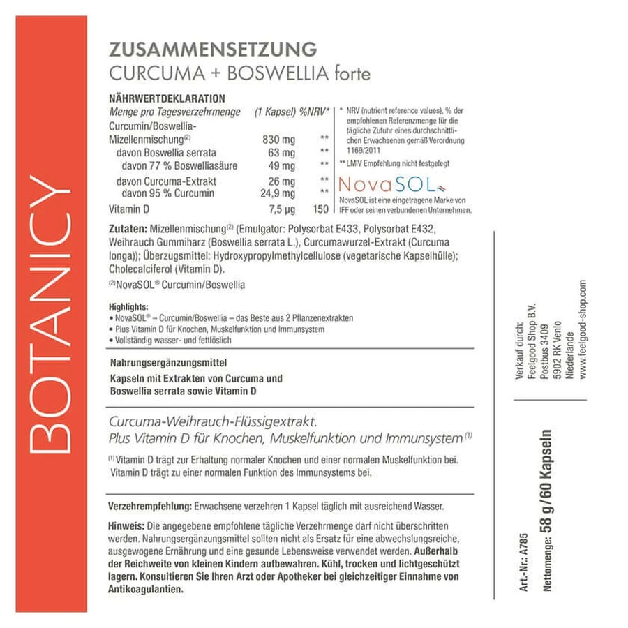 Curcuma+Boswellia Forte-capsules, 60 stuks