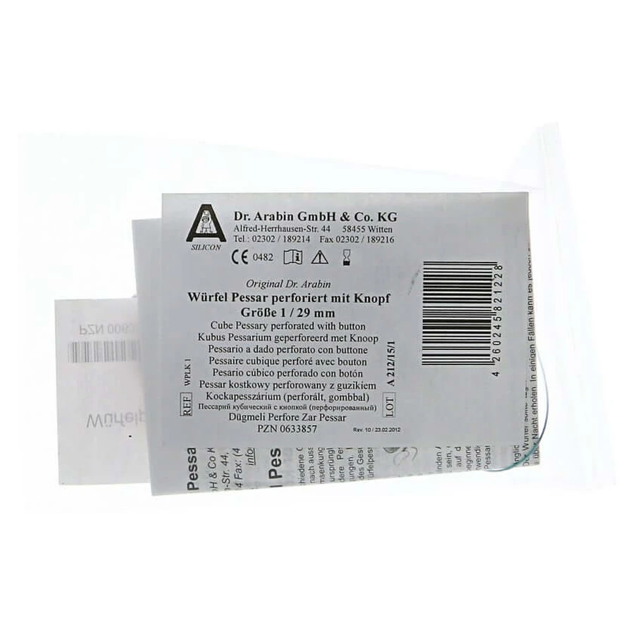 Arabin geperforeerd kubusvormig pessarium, 29 mm, maat 1, 1 stuk