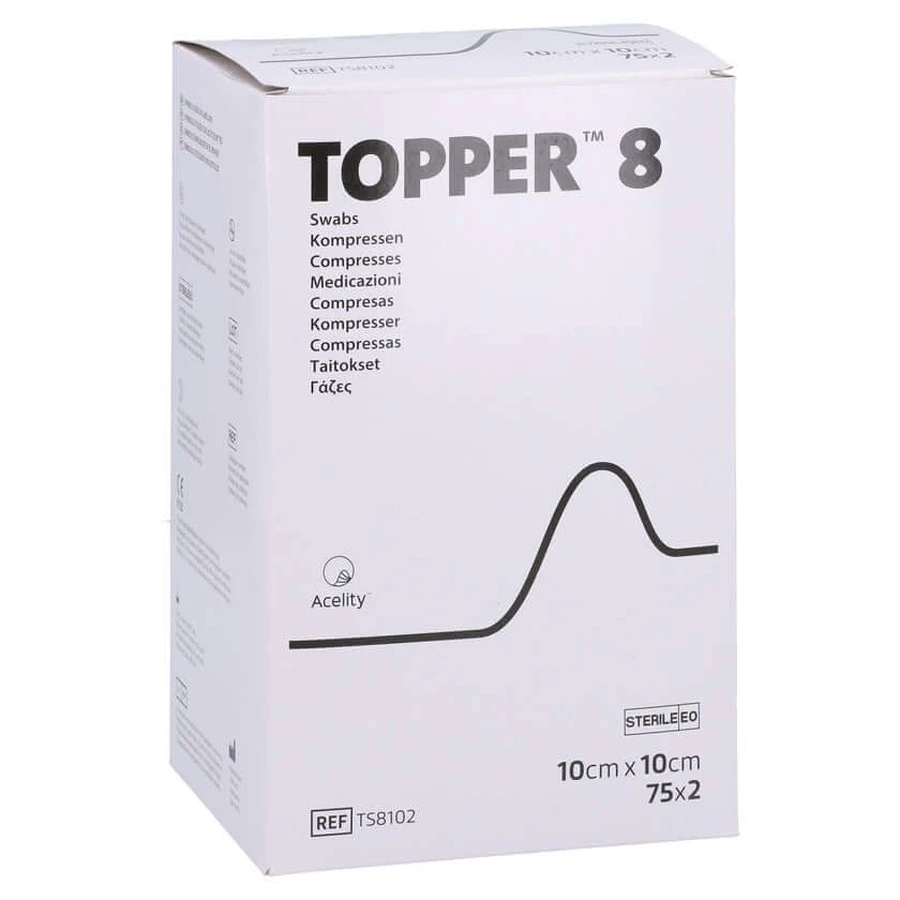 Topper 8 kompressen, 10 x 10 cm, steriel, 75 x 2