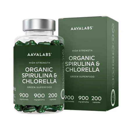 Aavalabs Organic Spirulina & Chlorella Algae, 200 Capsules