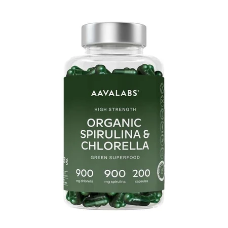 Aavalabs Organic Spirulina & Chlorella Algae, 200 Capsules