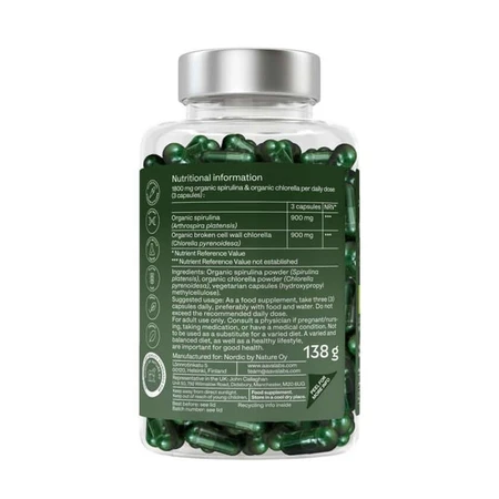 Aavalabs Organic Spirulina & Chlorella Algae, 200 Capsules