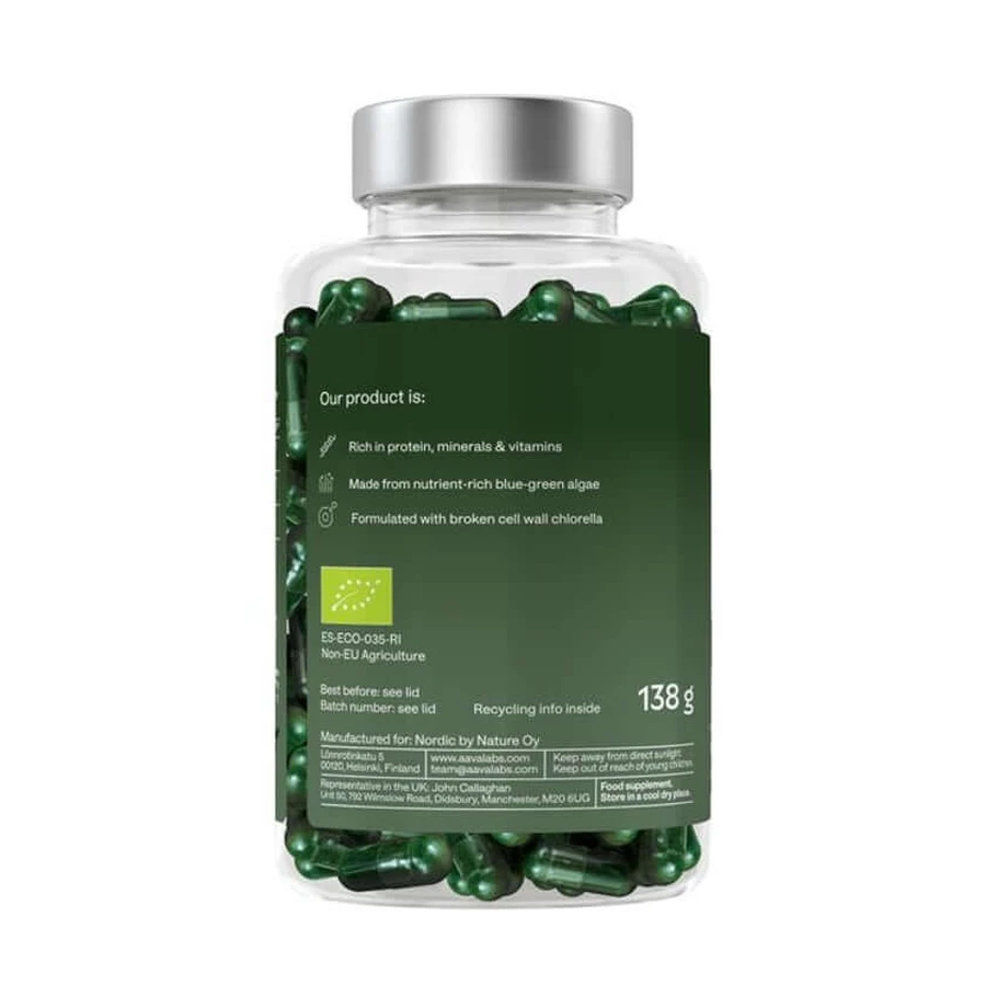 Aavalabs Organic Spirulina & Chlorella Algae, 200 Capsules
