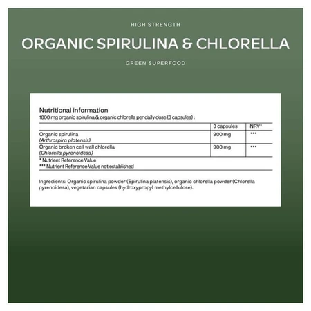 Aavalabs Organic Spirulina & Chlorella Algae, 200 Capsules