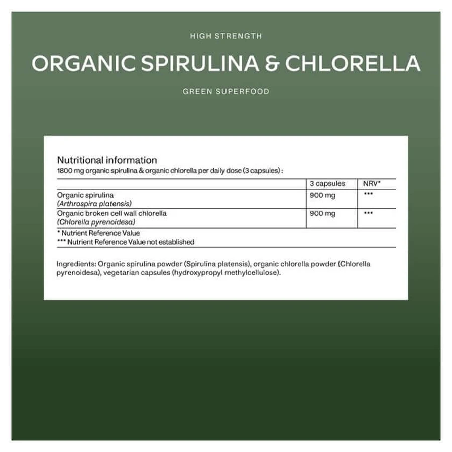 Aavalabs Organic Spirulina & Chlorella Algae, 200 Capsules