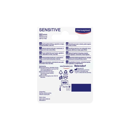 Hansaplast Sensitive pleister, 5 m x 1,25 cm, 1 stuk