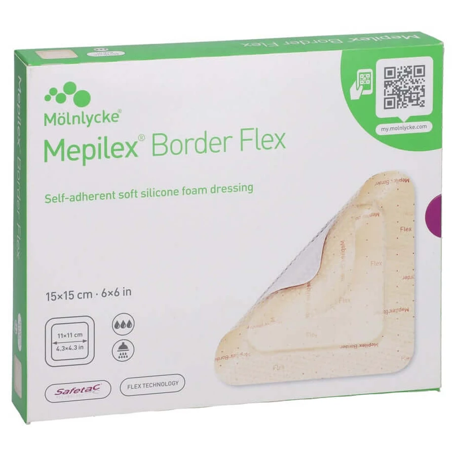Mepilex Border Flex-schuimverband, 15 x 1 cm, 10 stuks