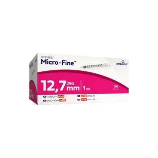 Micro-fine Insulin Syringe 1 mL U100 12.7 mm 100-Pack