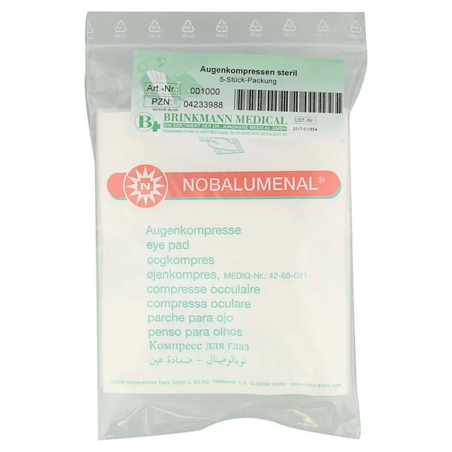 Eye compresses, 56x70 mm, sterile, 5 pieces