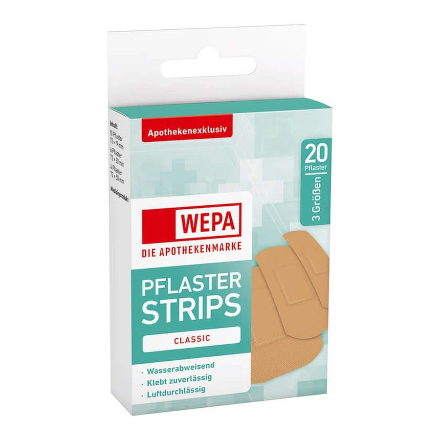 WEPA Classic Water-Repellent Band-Aids, 20 Count