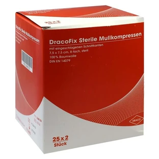 Dracofix PEEL Sterile Gauze Pads, 7.5 x 7.5 cm, 8-ply, 25 x 2 pcs