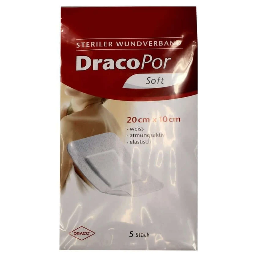 Pansament Dracopor 10x20 cm, steril, 5 bucăți