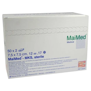 Slit compresses, 7.5 x 7.5 cm, sterile, 12 pieces, 50 packs of 2